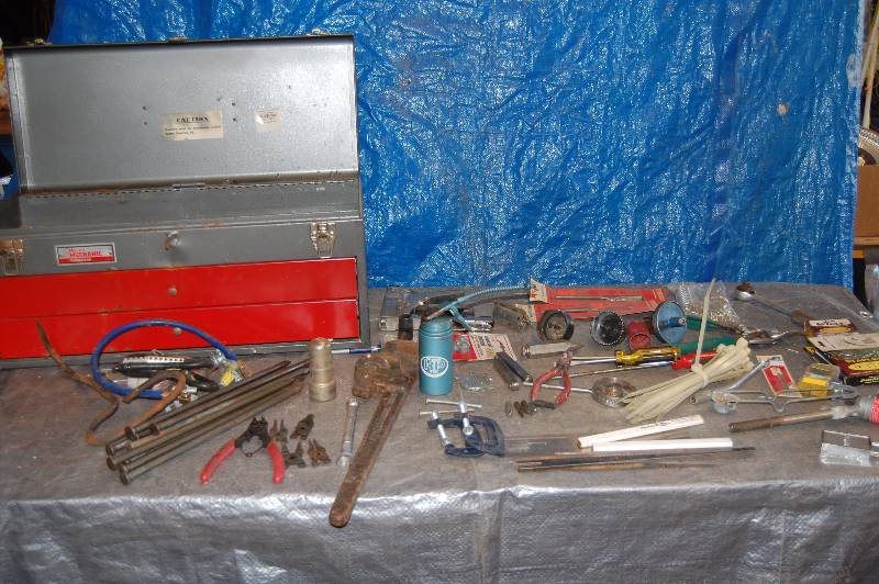 lot 130 image: Tool Box with Misc Hand Tools