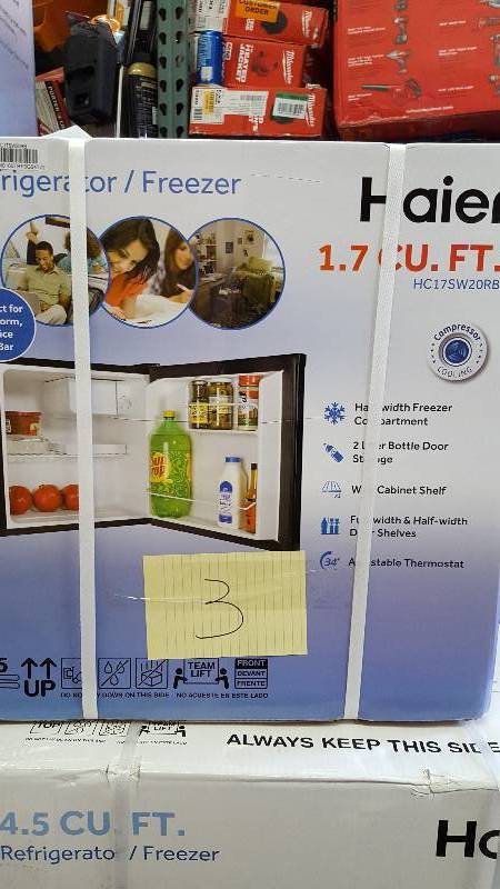 lot 3 image: Haier 1.7 CU FT Refrigerator Freezer model HC17SW20RB NEW