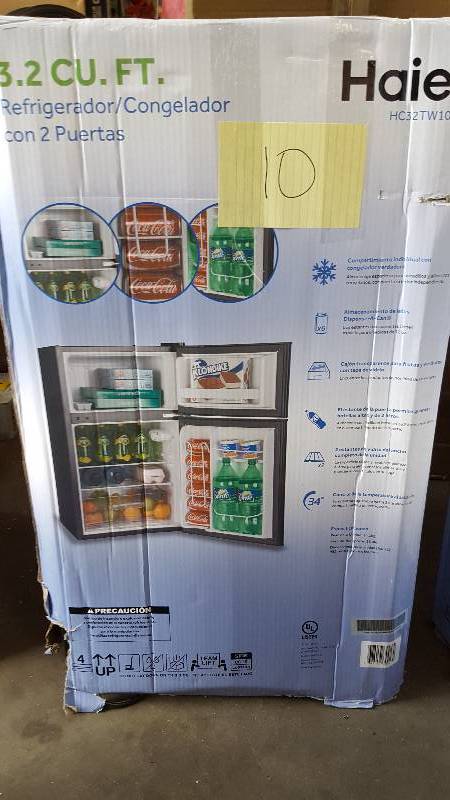 lot 10 image: Haier HC32TW10SB Mini 3.2 Cu Ft Refrigerator light  scratches New