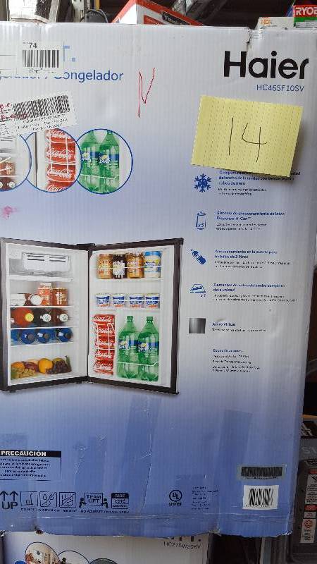 lot 14 image: Haier HC46SF10SV 4.5 CU FT Regrigerator Virtual Steel New dent on door see picture