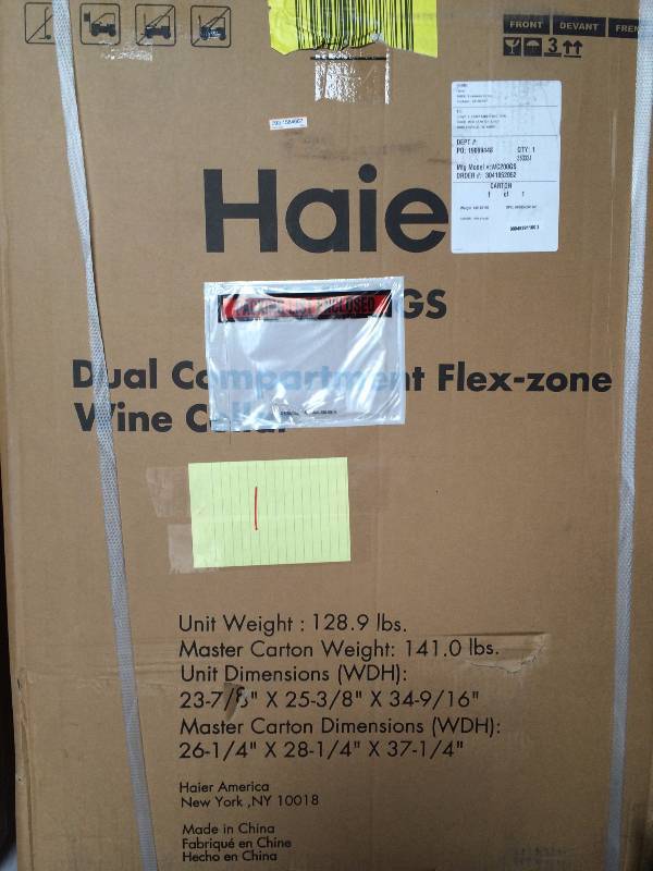 lot 1 image: Haier WC200GS 48 Bottle Built-in Wine Cellar WC200GS New