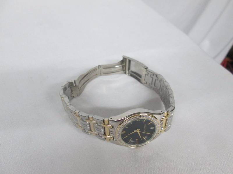 lot 72 image: Mens Two Tone Personalized Diamond Watch