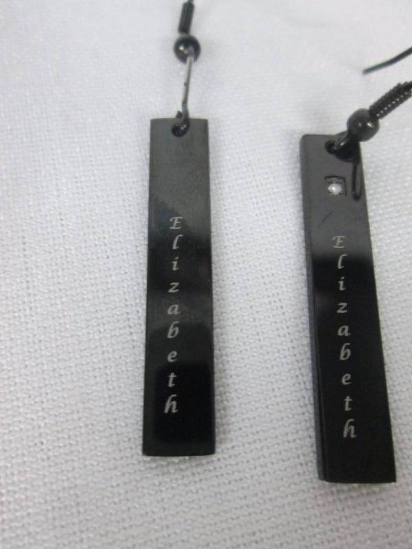 lot 75 image: Black Stainless Steel Drop Personalized Earrings