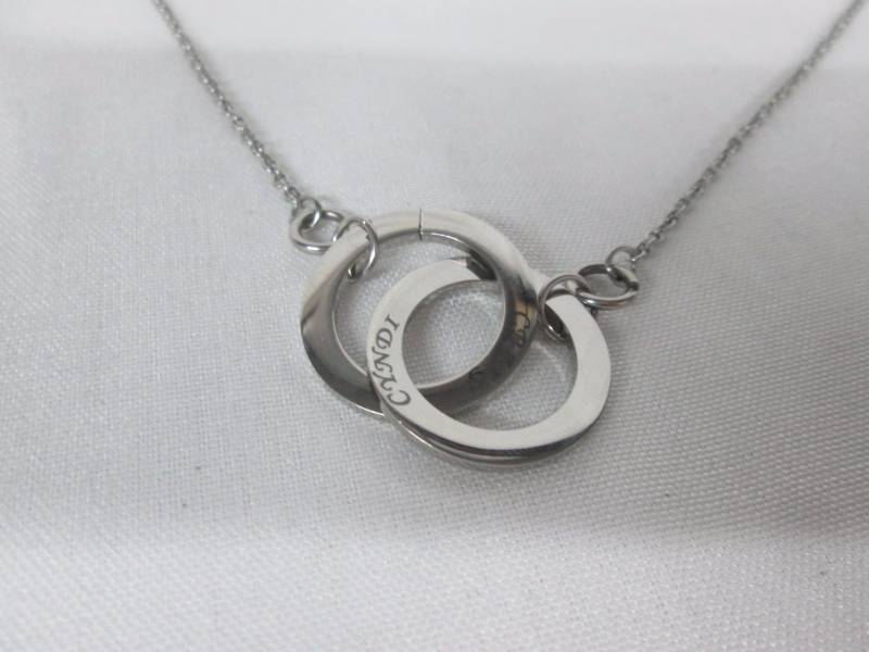 lot 87 image: Stainless Steel Personalized Double Circle Name Pendant