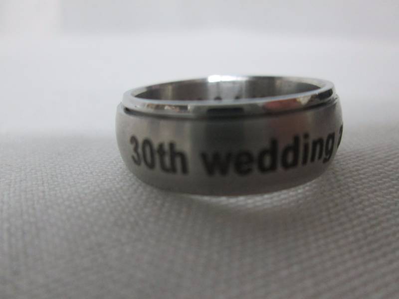 lot 79 image: Stainless Steel Mens Personalized Spinner Ring