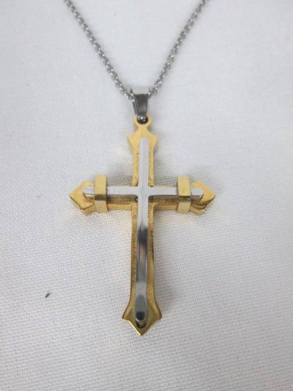 lot 94 image: Black Stainless Steel Personalized Cross Pendant