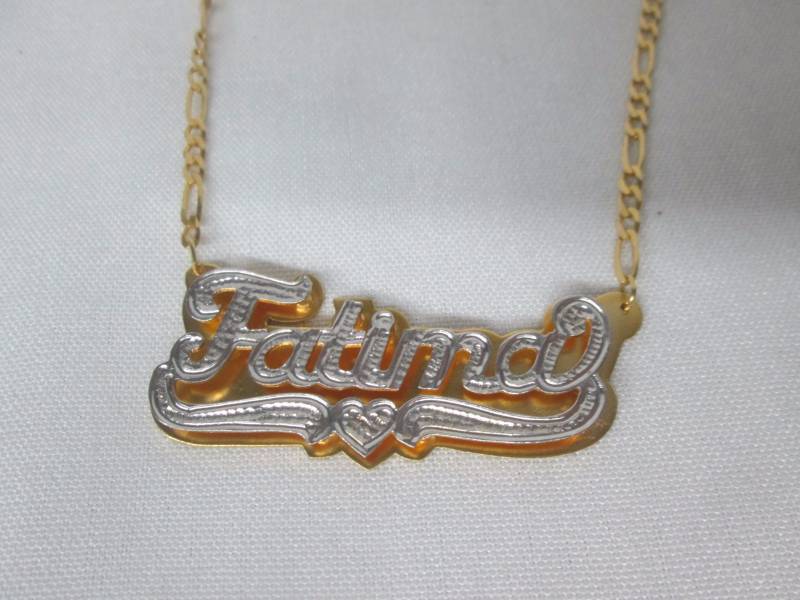 lot 96 image: 18K Gold-Plated Silver 3D Name Plate Necklace