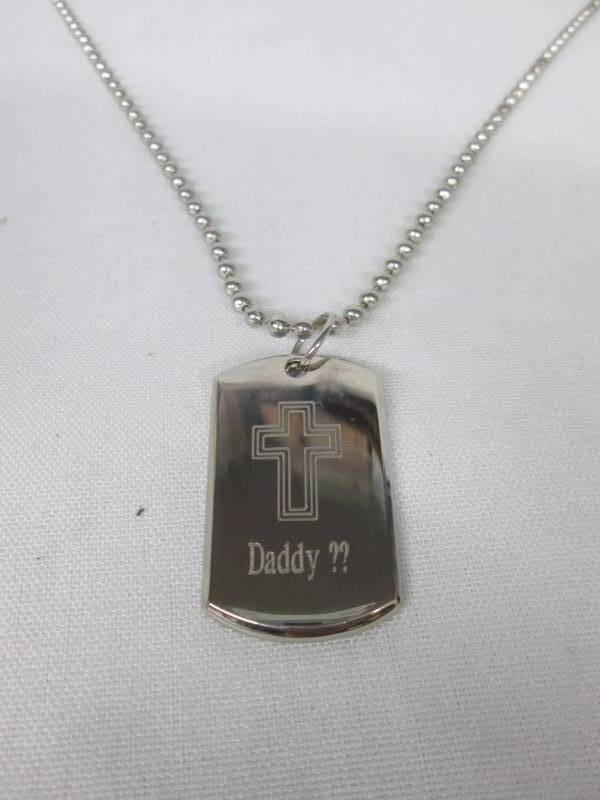 lot 99 image: Stainless Steel Small Personalized Cross Dog Tag