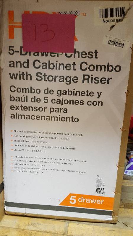 HDX 5 Drawer Chest and Cabinet Combo with Storage Riser New