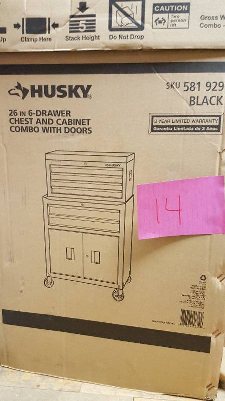 Husky 26 in 6 Drawer Chest and Cabinet combo with Doors