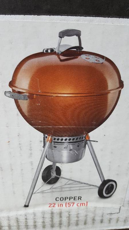 lot 5 image: Weber Original Kettle Premium 22 in. Charcoal Grill in Copper New