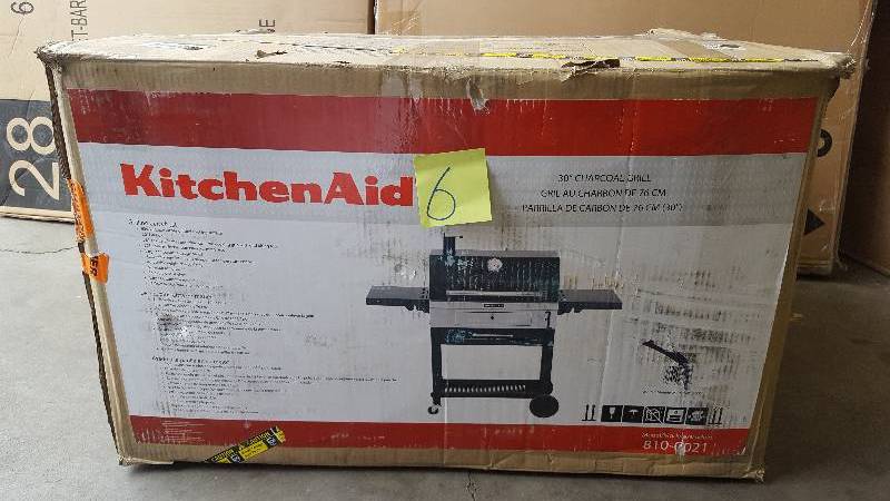 lot 6 image: New in box Kitchen Aid 30 Charcoal Grill 810-0021