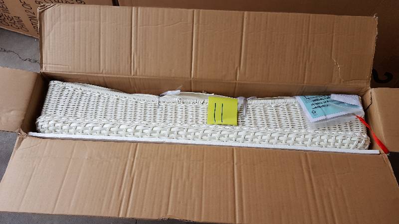 lot 11 image: Martha Stewart Charlottetown White All-Weather Wicker Patio Coffee Table New