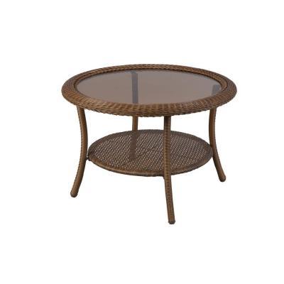 lot 13 image: Spring Haven 30 in. Brown All-Weather Wicker Round Patio Coffee Table