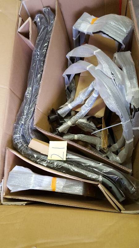 lot 21 image: Statesville Padded Sling Patio Lounge Swivel Chairs (2-Pack) New