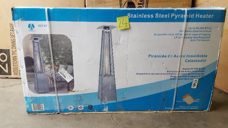 lot 24 image: Gardensun 40,000 BTU Stainless Steel Pyramid Flame Propane Gas Patio Heater