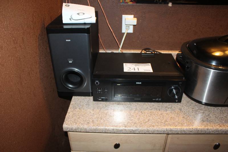 lot 241 image: Lot of (2) Stereo Equipment Including 1) RCA Home Theater Receiver AND 1) RCA Subwoofer