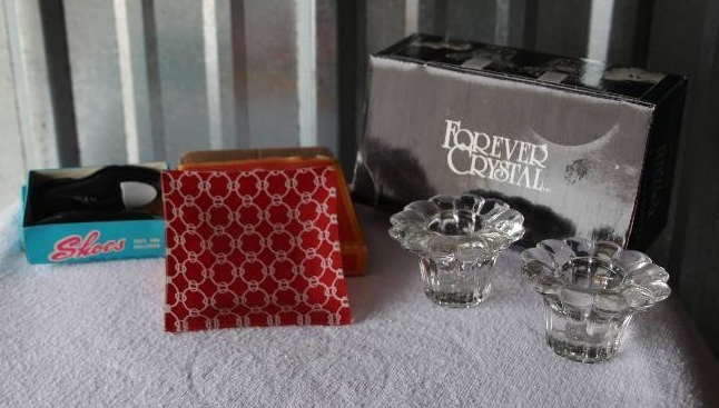 TrayCandy Dish, Crystal Votive Holders, Doll Shoes