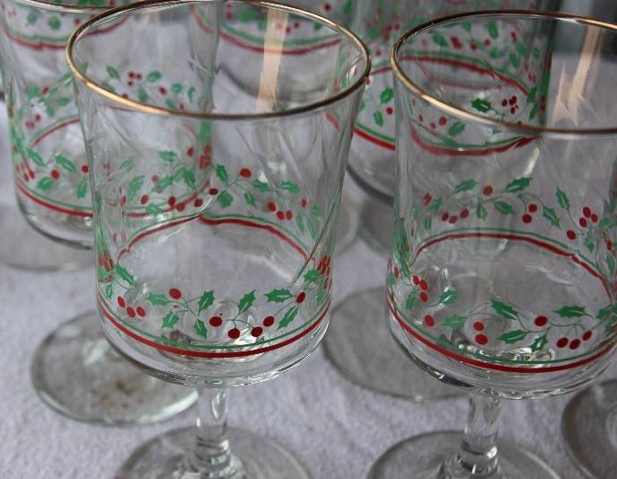 Gold-Trimmed Stemware - Holly Pattern