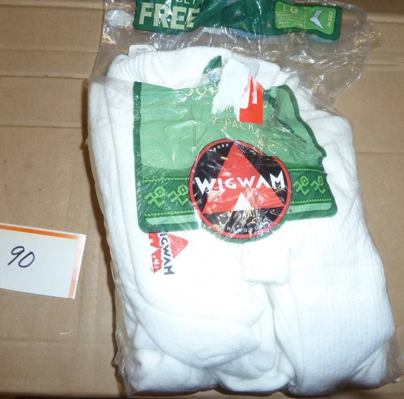6 pair Wigwam Size Large white crew...