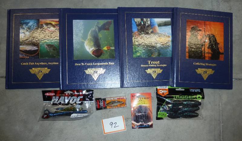 Fishing books, bait and lures...