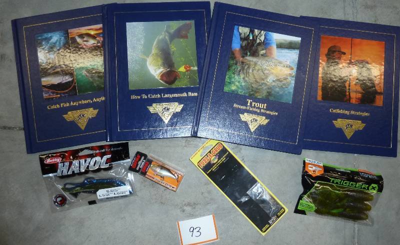 Fishing books, bait and lures...