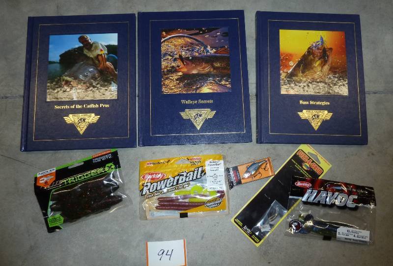 Fishing books, bait and lures...