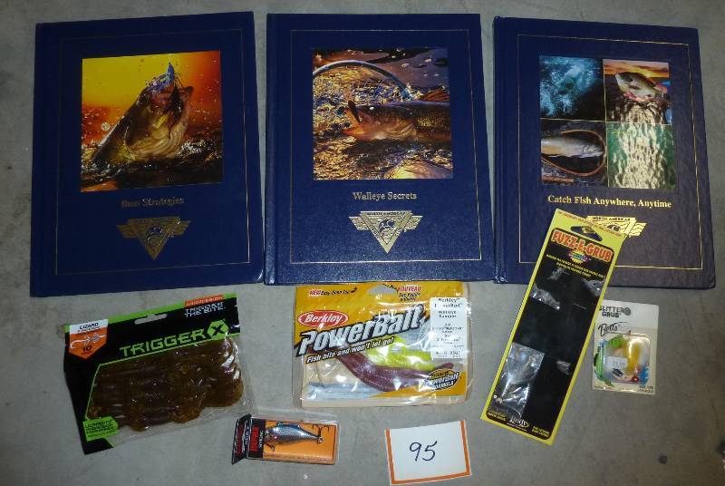 Fishing books, bait and lures...