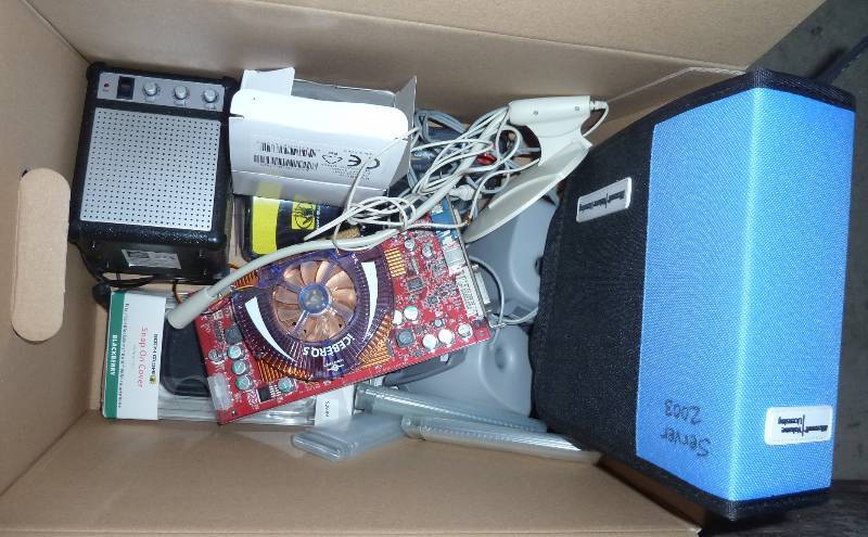 box of computer stuff - graphics ca...
