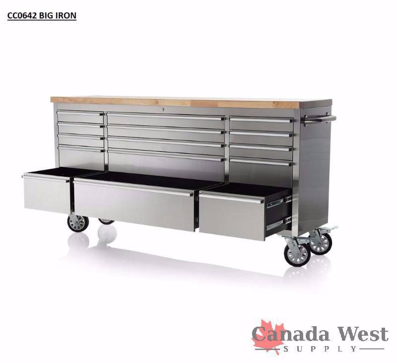 lot 4 image: NEW SEIBEL STAINLESS STEEL ROLLER 72 15 DRAWER TOOL BENCH