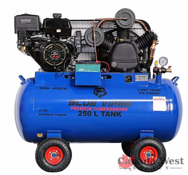 lot 7 image: NEW 15 HP 66 GALLON BLUE VIPER AIR COMPRESSOR WITH WHEELS