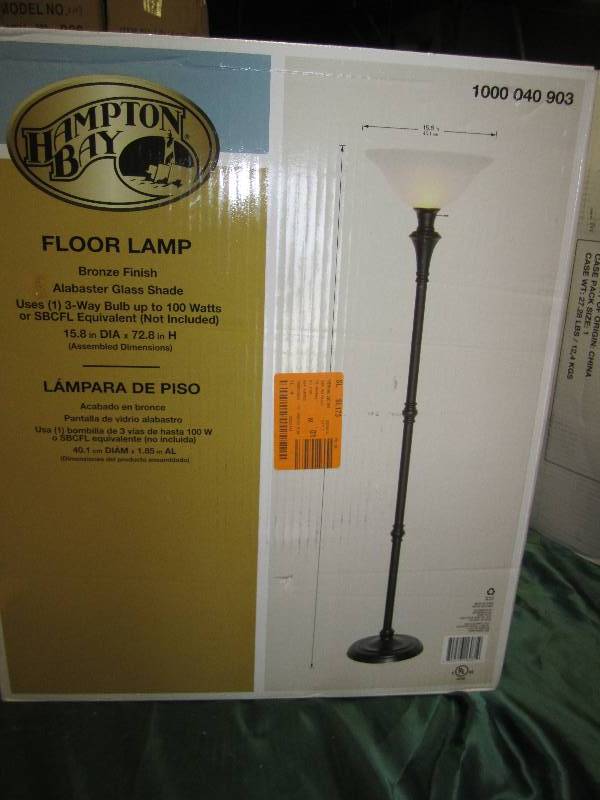Hampton bay floor lamp, glass globe...