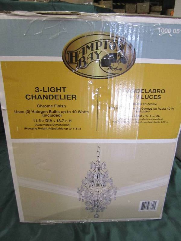 3-Light Chrome Crystal Branches Pen...