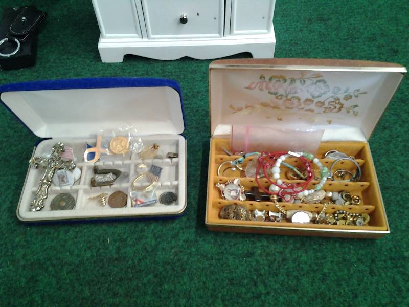 2 Boxes Of Assorted Tack Pins & Jewelry Parts