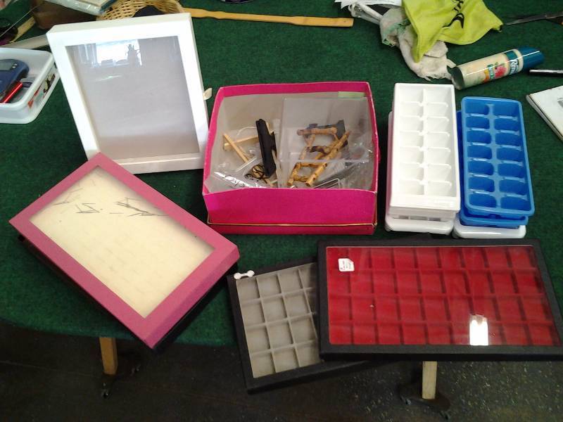Jewelry Display Cases, Ice Trays (Good For Earrings), Easels, Hooks