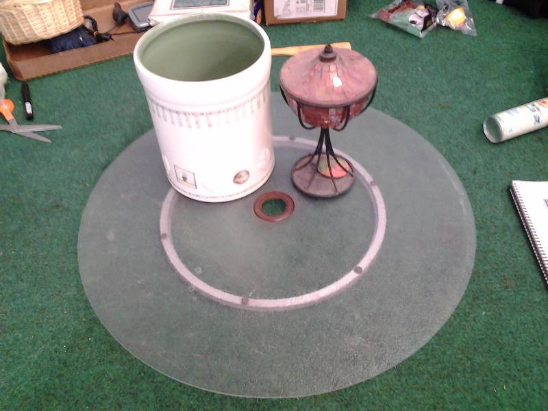 Glass Lazy Susan For Patio Table, Plant Pot, Old Candle