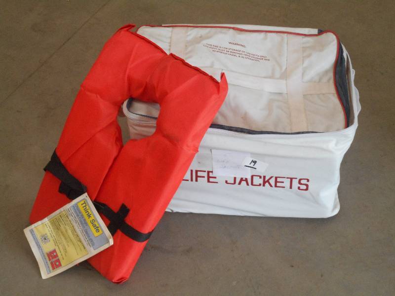 lot 19 image: Life Jacket Bag With (5) Life Vests...