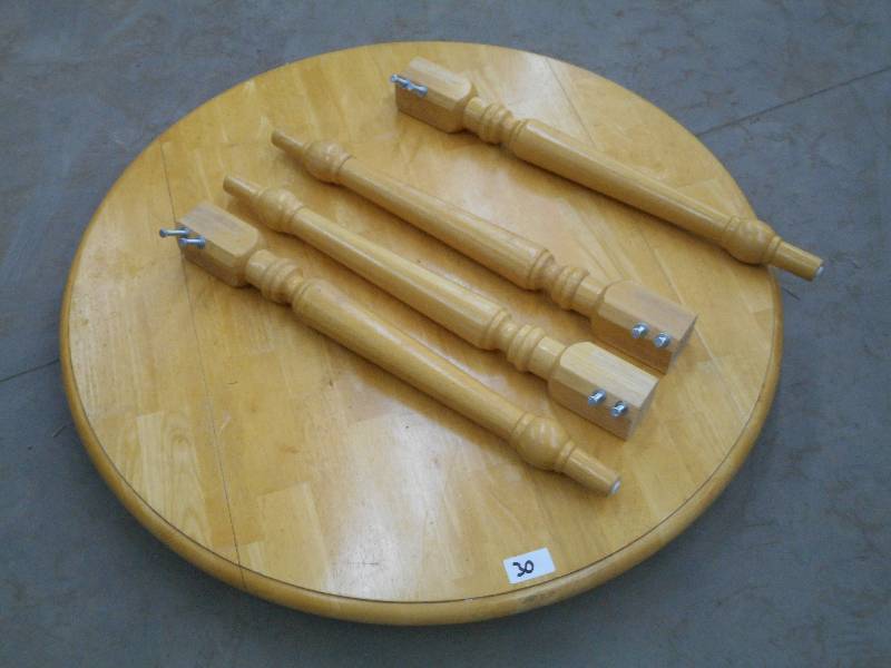 lot 30 image: 42 Round-Top Wooden Dining Table W...