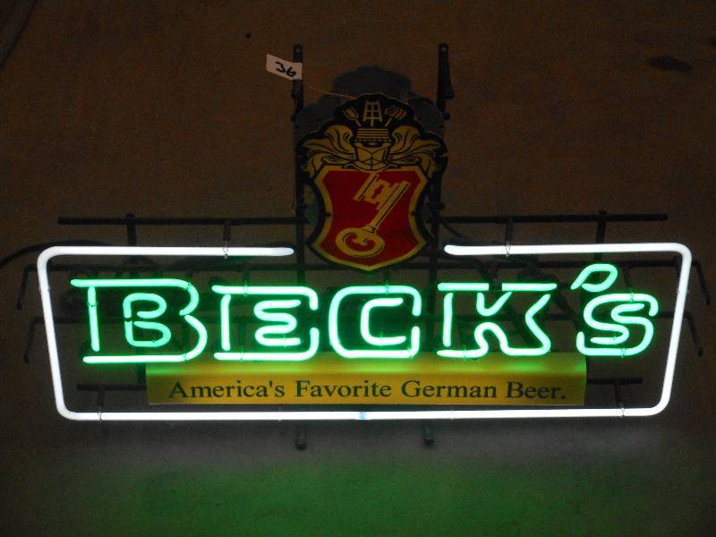 lot 36 image: Becks Beer Neon Light, Works ...
