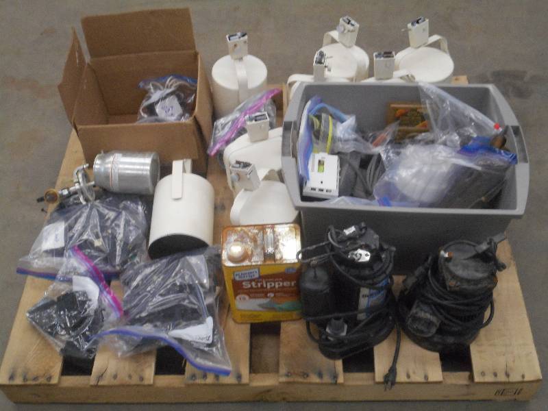 lot 44 image: Pallet Lot Of (2) Sump Pumps, Bags...