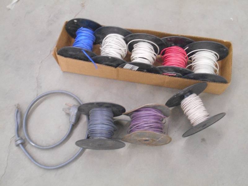 lot 71 image: Box Of Assorted Partial Wire Spools...