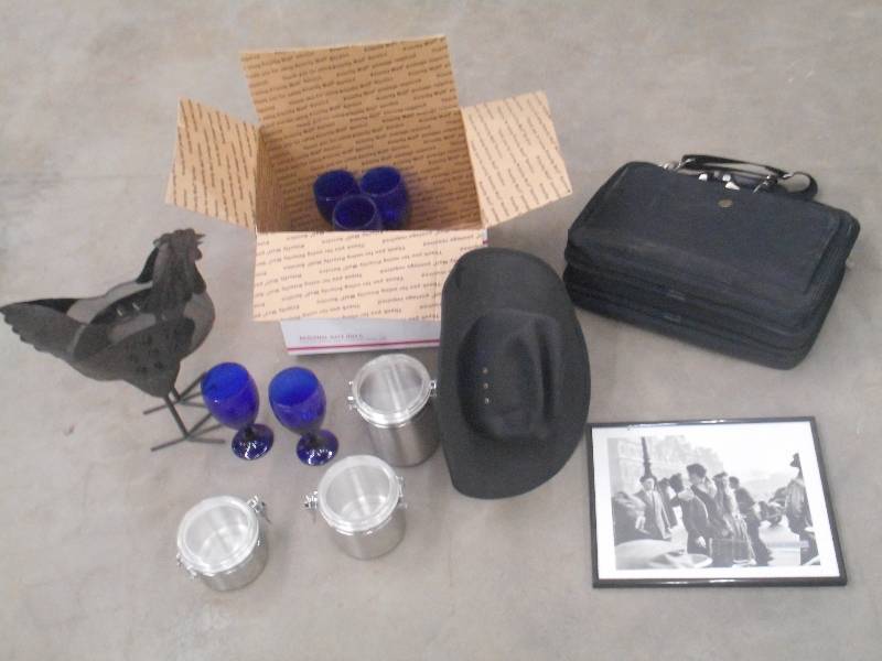 lot 95 image: Box Lot Of Cowboy Hat, Computer Ba...