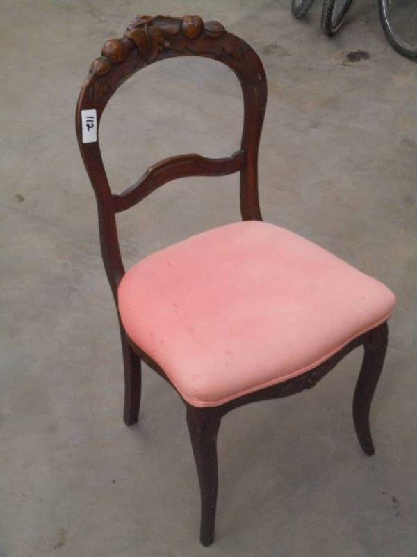 lot 112 image: (1) Vintage Wood-Framed Dining Chai...