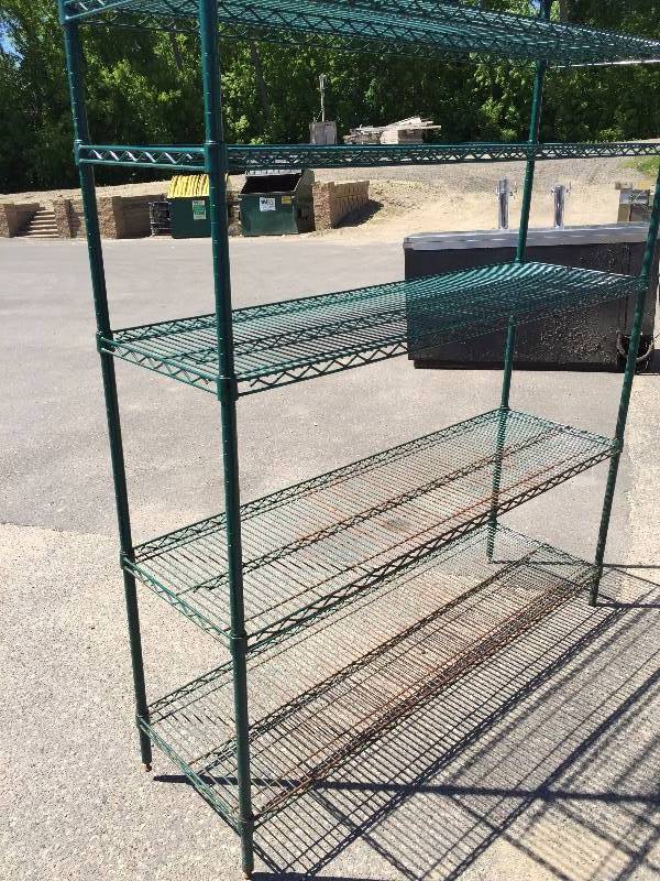 lot 16 image: Green Exopy Coated Metal Shelving - 18x75, 6 shelves