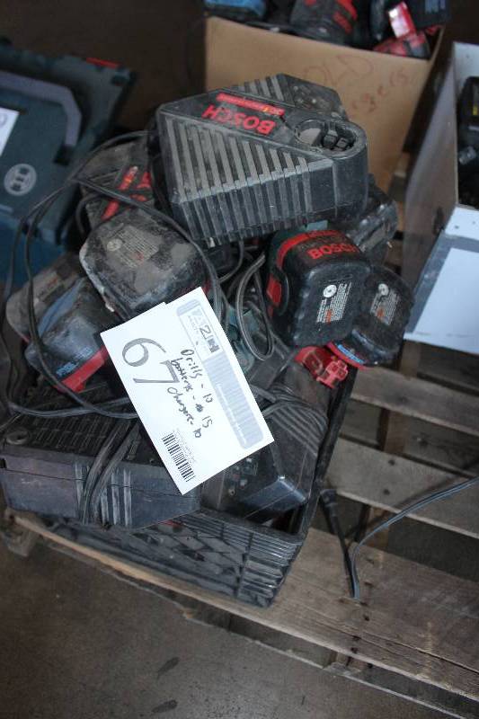 lot 67 image: Lot of (35) Bosch Power Tools Including 10) Drills AND 15) Batteries AND 10) Chargers