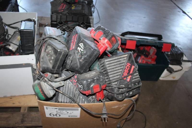 lot 66 image: Lot of (35) Bosch Power Tools Including 10) Drills AND 15) Batteries AND 10) Chargers