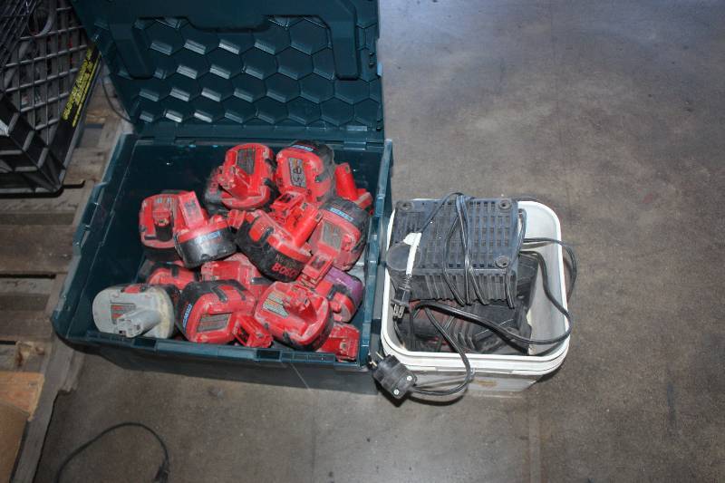 lot 69 image: Lot of (30) Bosch Power Tools Including 27) Batteries AND 3) Chargers AND Case Bits