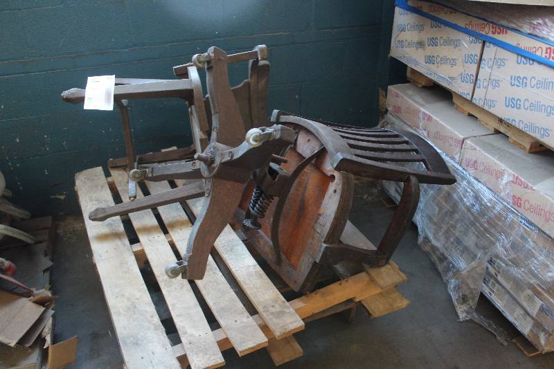 lot 80 image: Lot of (2) Wood Rolling Desk Chairs