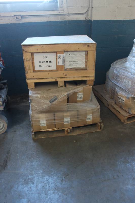 lot 90 image: Pallet Lot of 3M Blast Wall Hardware, Clips