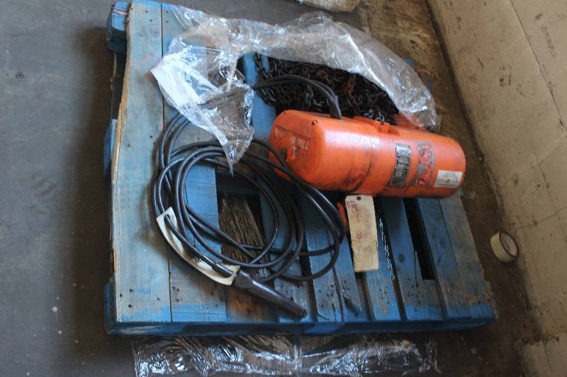 lot 99 image: Pallet Lot Including 1) Electric Motor 2-Ton Lift AND Chains